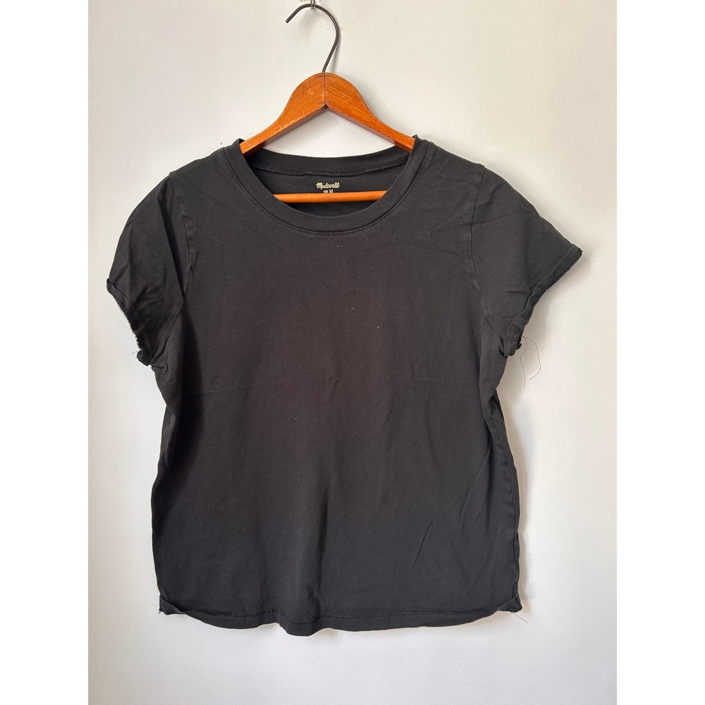 Madewell Black Short Sleeve Crew Neck Do Well Cotton T-Shirt Womens Medium